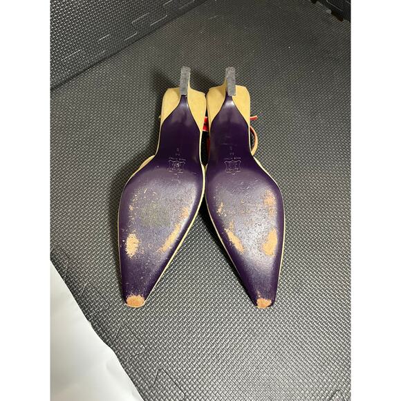 RARE Vintage Fendi Beaded Suede Camel Trophy Pointed Toe Heels Made In Italy 9 - Picture 8 of 13